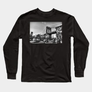 Old Fulton Street And Brooklyn Bridge, New York Long Sleeve T-Shirt